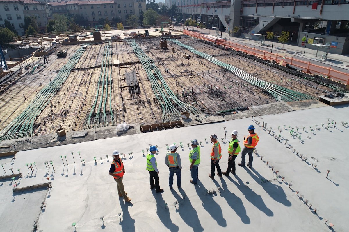 Construction site in the UK with safety measures for CDM compliance